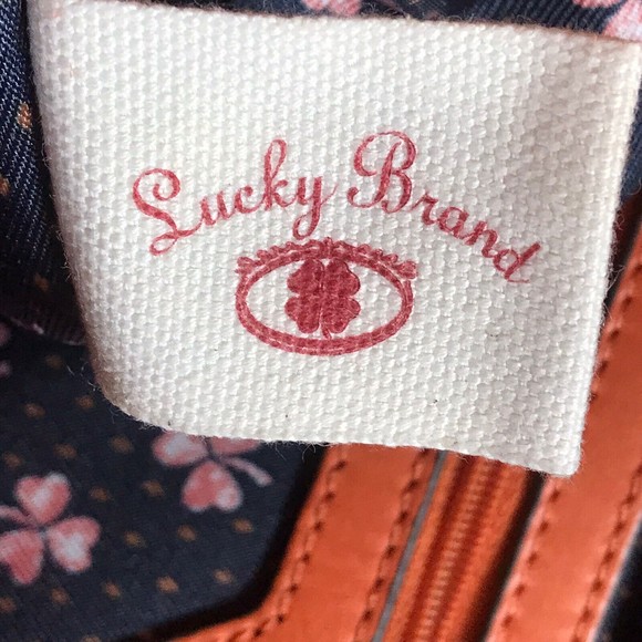 LUCKY BRAND Orange Soft Leather Large Tote Purse Double Handle Satchel H… - Picture 7 of 16